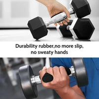 Dumbbell workout showing the Ultimate Gym Grip’s non-slip silicone design that prevents sweaty hands and ensures a firm, confident hold.